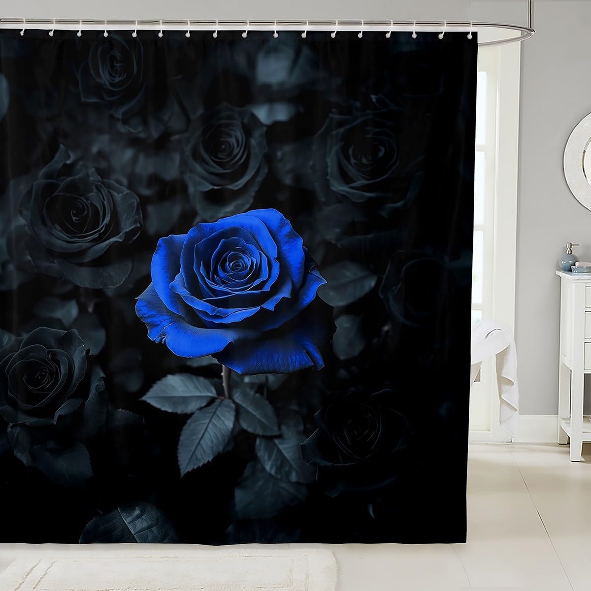 Beautiful Rose Floral Shower Curtain Set