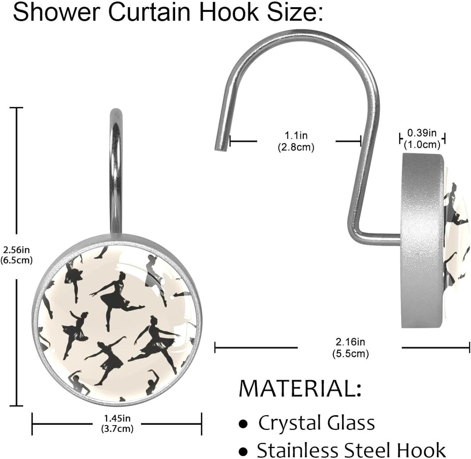 Dancing Ballet Girls Prints Shower Curtain Set