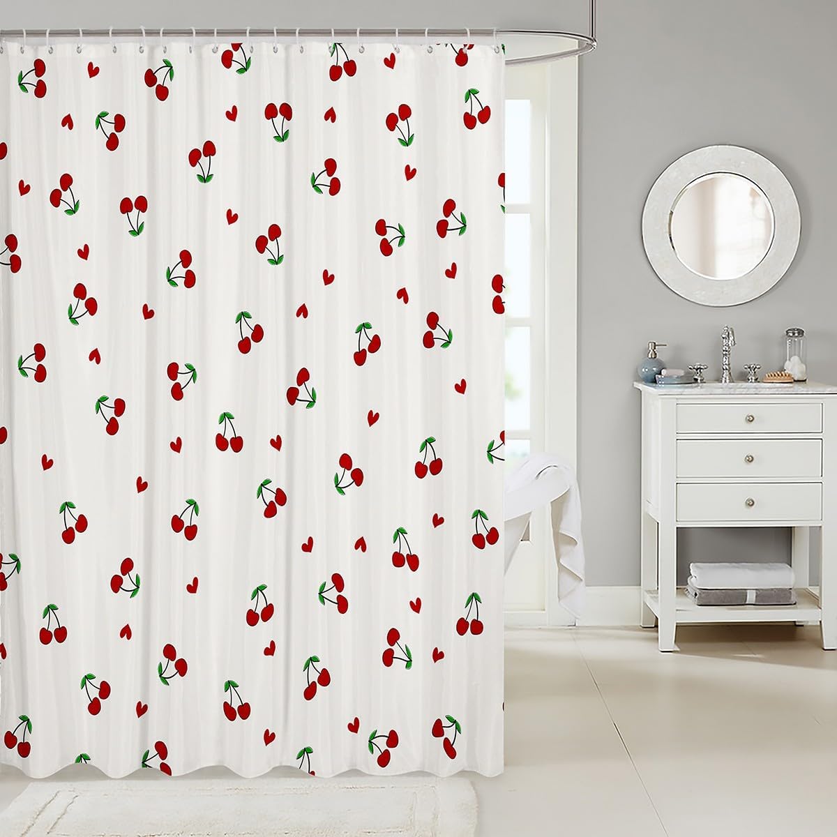 Feelyou Kids Red Cherry Bath Curtain