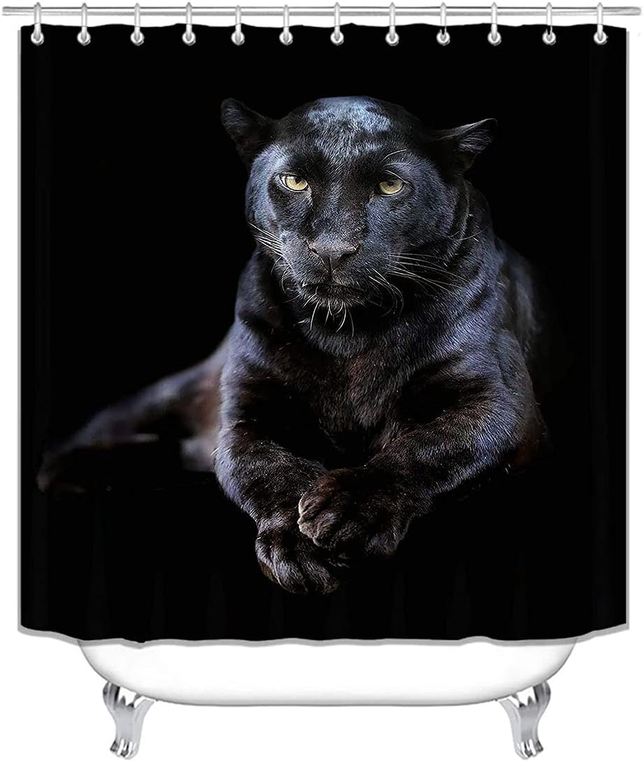 Set of 4 Black Panther Bath Curains with Rugs