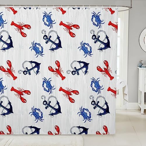 Nautical Anchor Washable Shower Curtain 72x72 for Kids