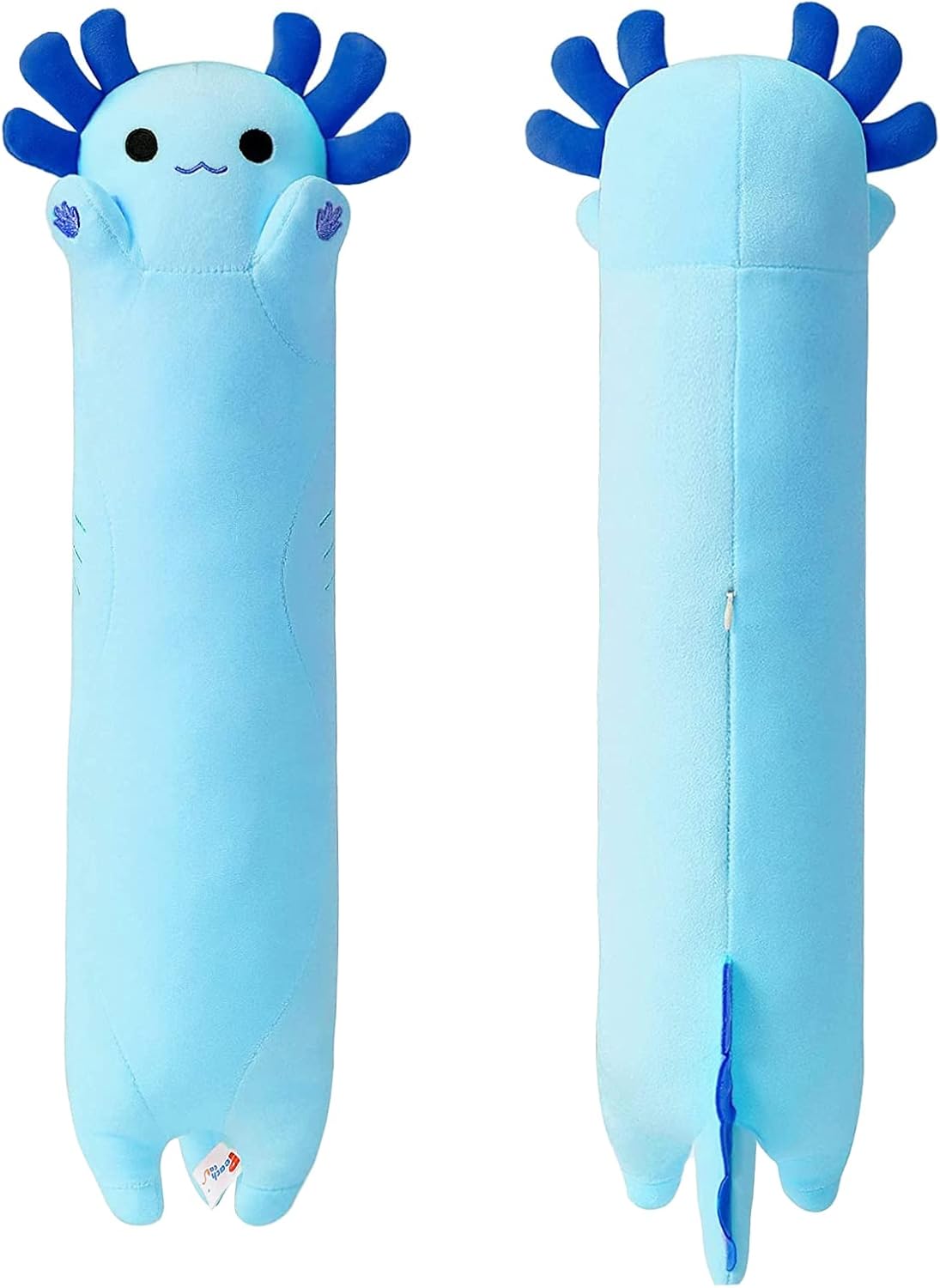 Blue Long Axolotl Plush Pillow for Kids and Adults