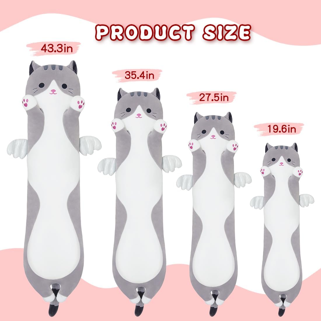 MIAOHAHA Long Plush Cat Toy Pillow
