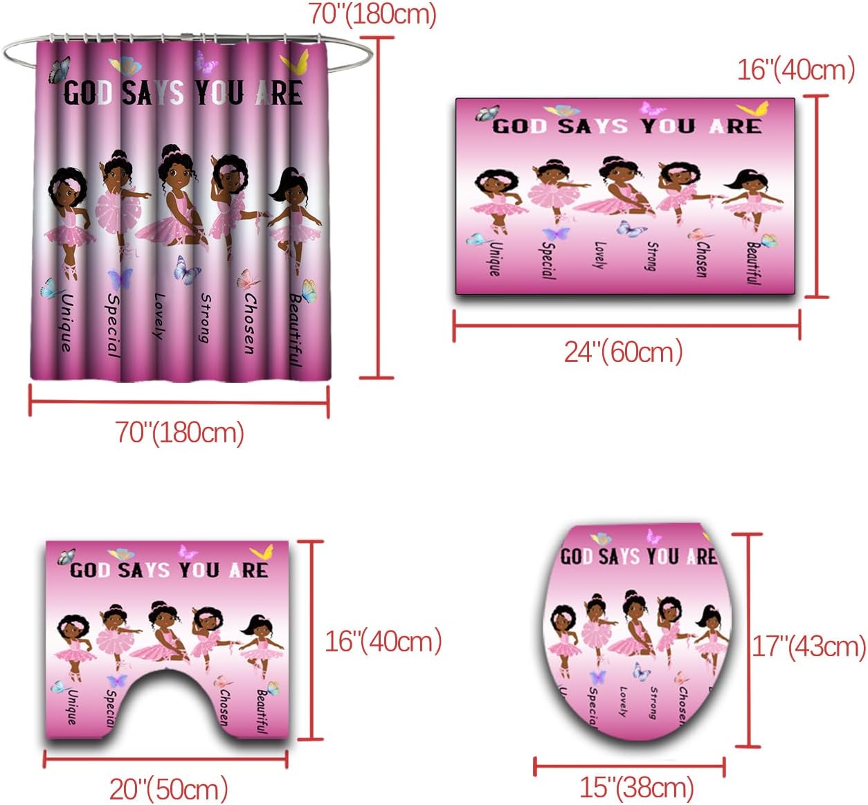 BATATADOCE African Black Girl Shower Curtain Set