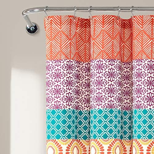 Fuchsia Orange Bohemian Stripe Shower Curtain