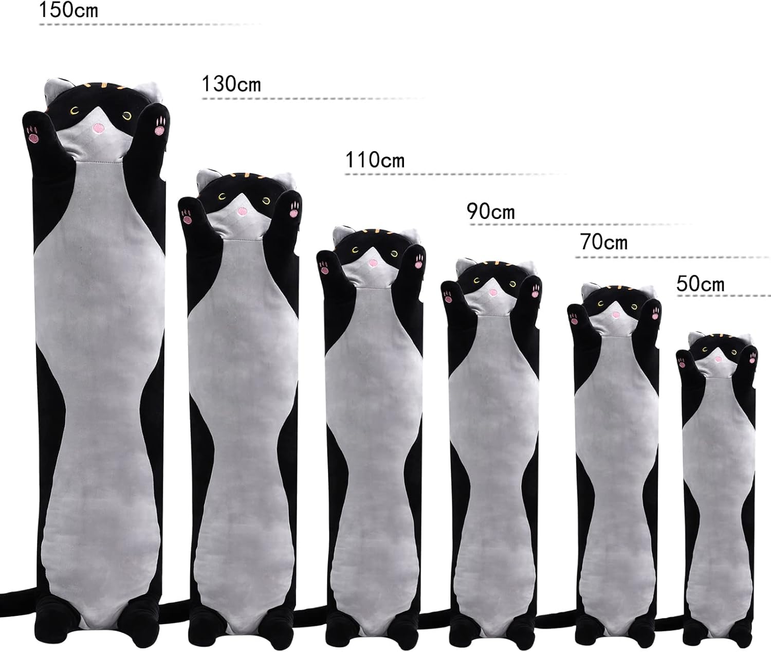 WUYU Plush Cat Pillow Cute Cartoon Soft Stuffed Kitten Throw Toy