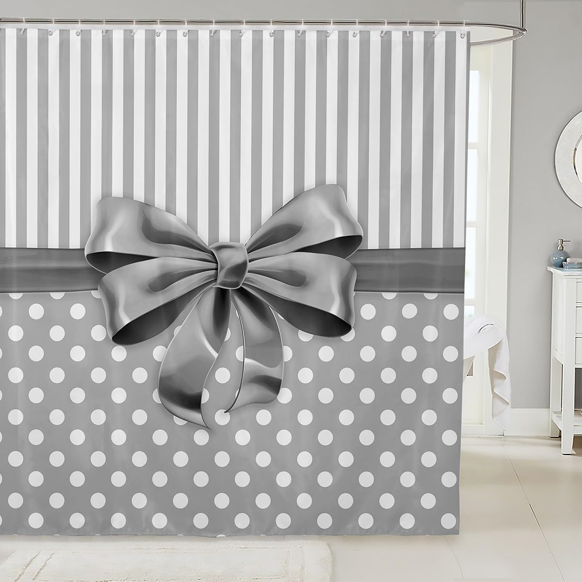 Feelyou Grey Bowknot Bath Curtain 72x72