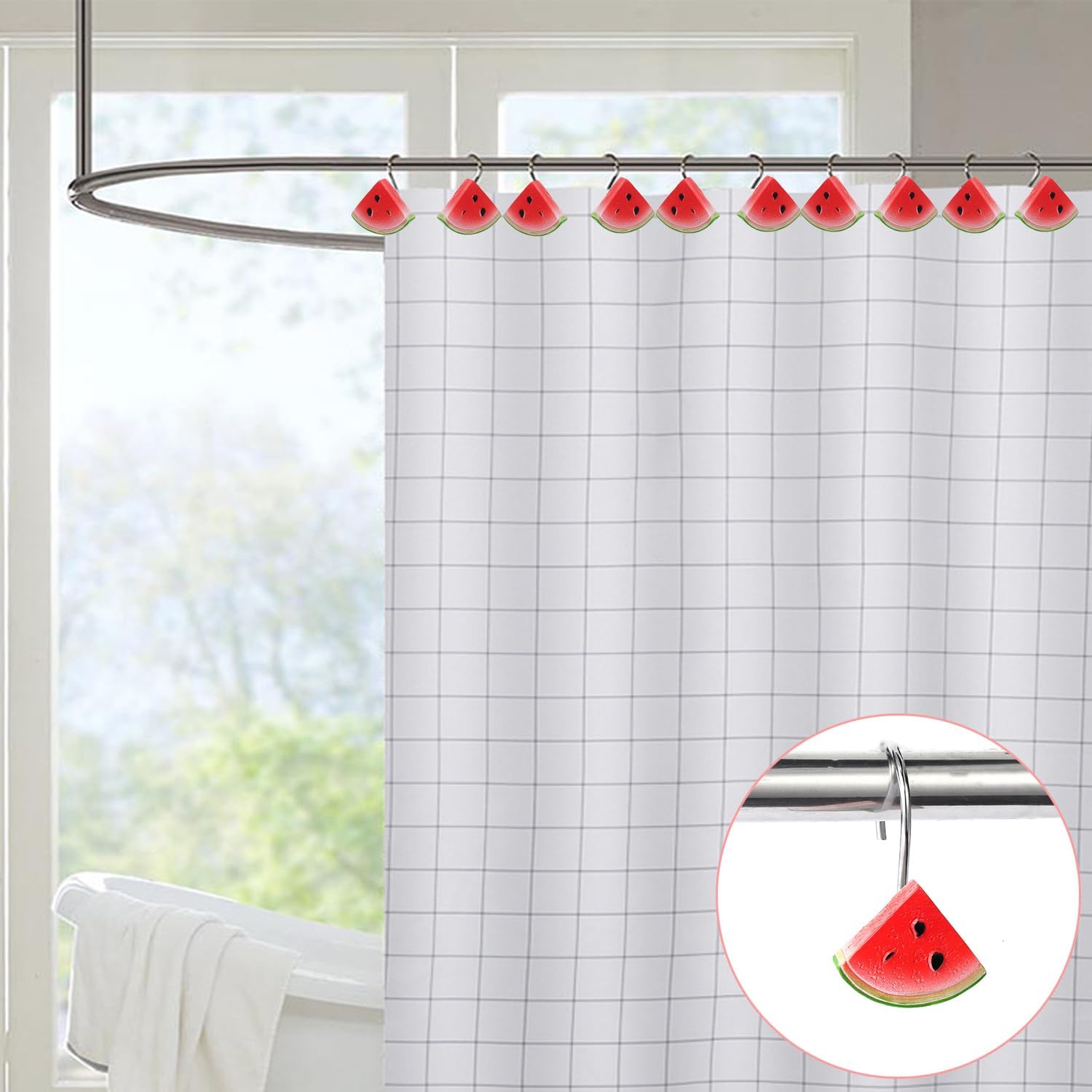 12 PCS Watermelon Shower Curtain Hooks Decorative