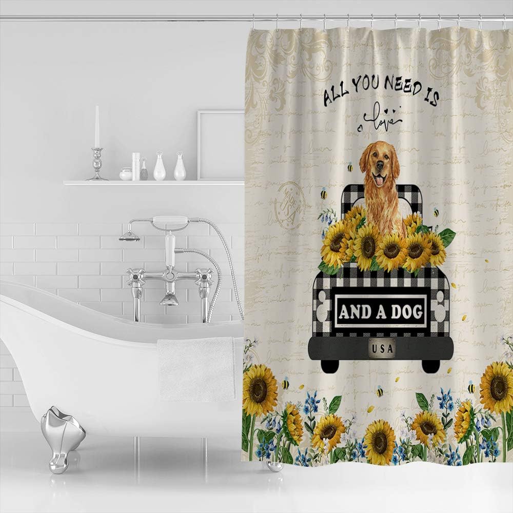 Waterproof Bathroom Shower curtain set 12 hooks Buffalo check plaid modern design