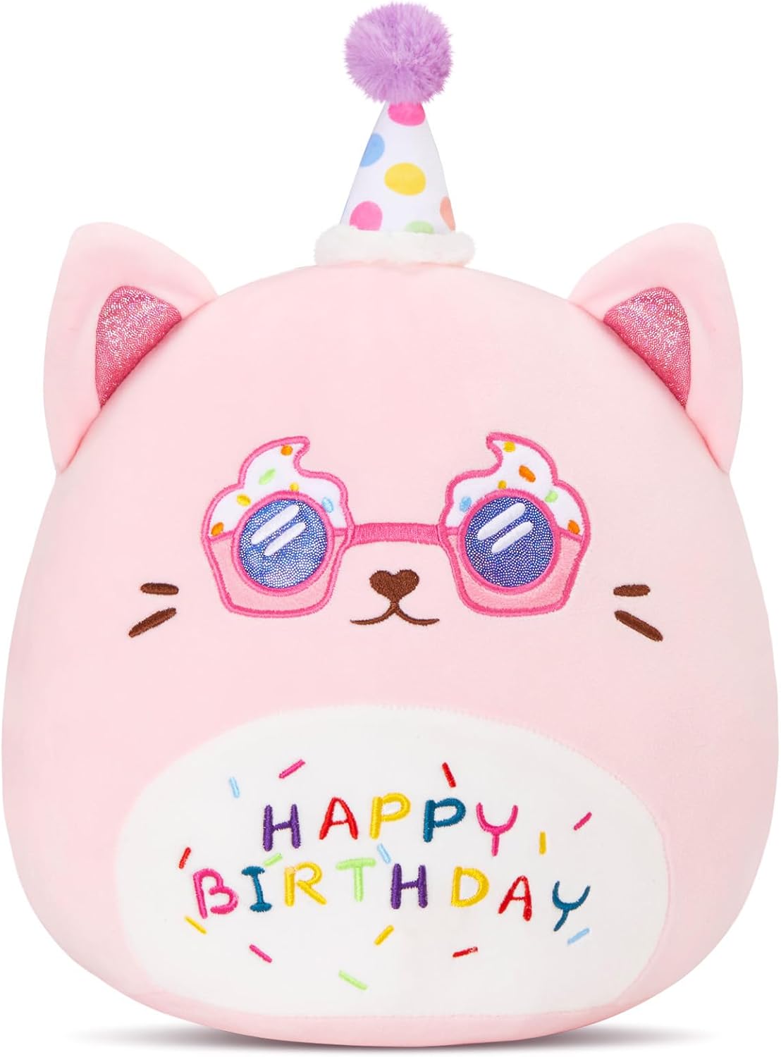 Happy Birthday Plush Cat Pillow
