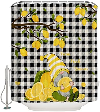 Waterproof Bathroom Curtains Set with Gnome Design 72x96