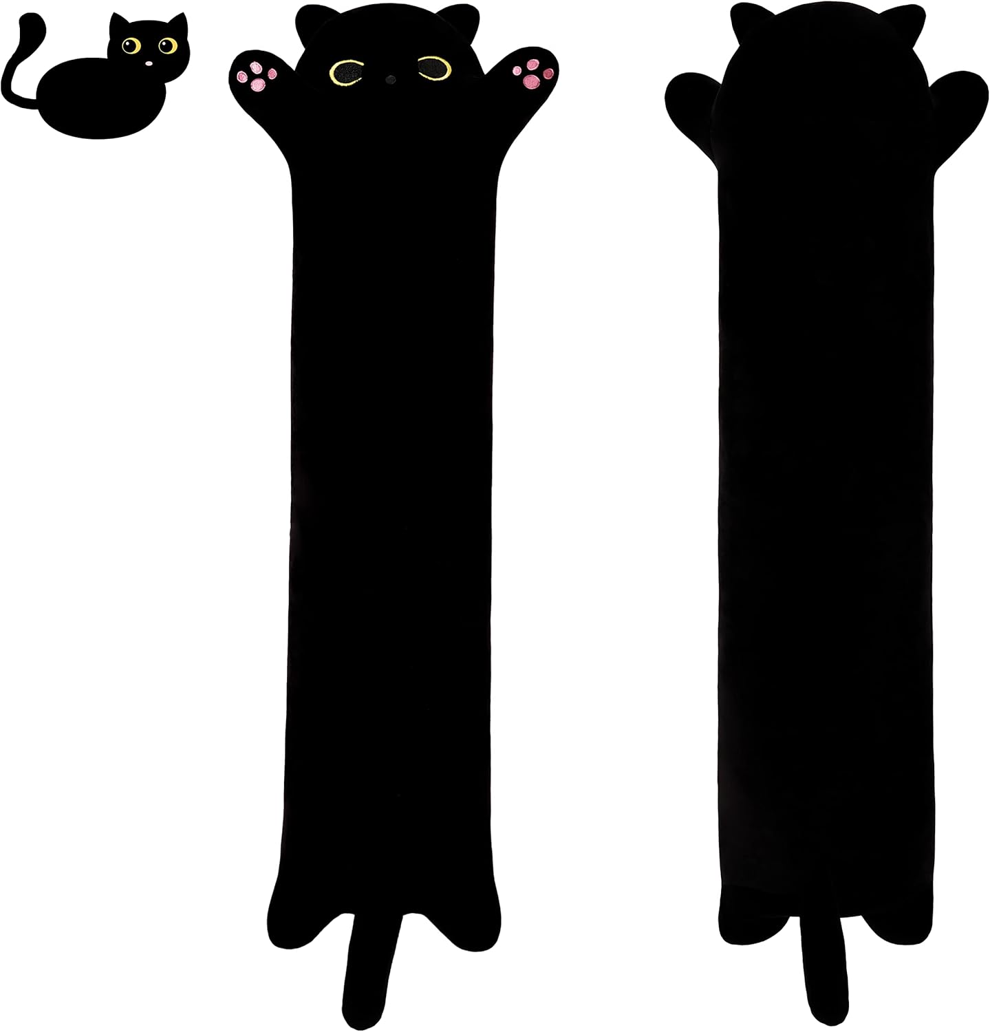 Vivid Long Plush Cat Pillow for Kids and Girlfriend 70CM Full Black