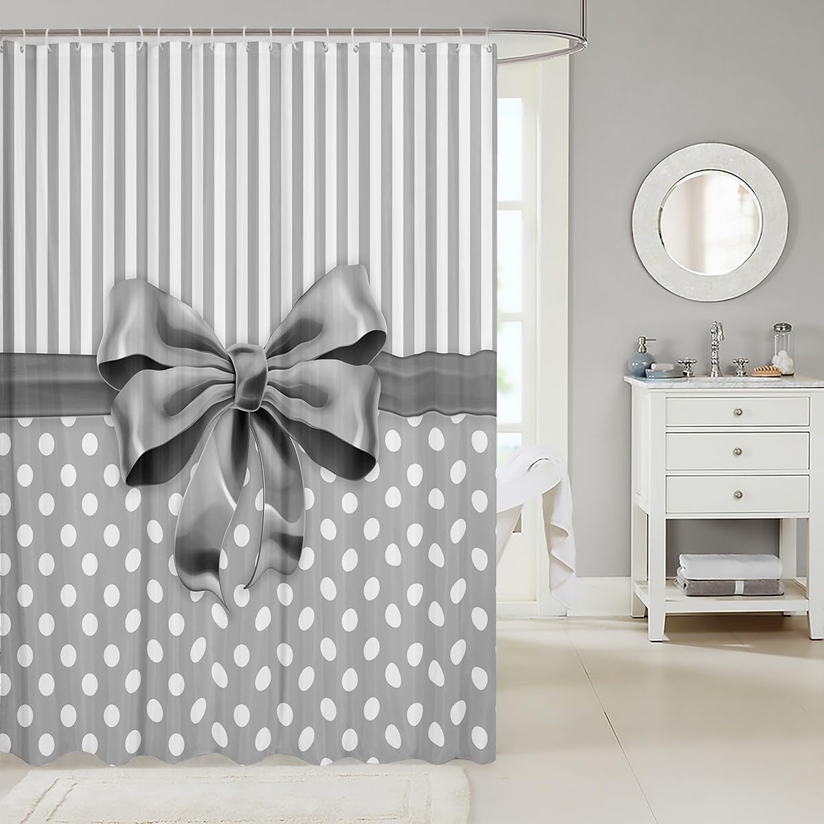 Feelyou Grey Bowknot Bath Curtain 72x72