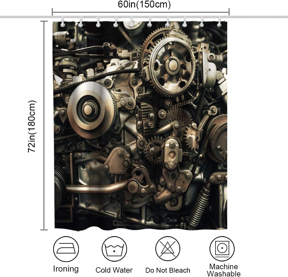 Steampunk Style Gear Wheel Shower Curtain