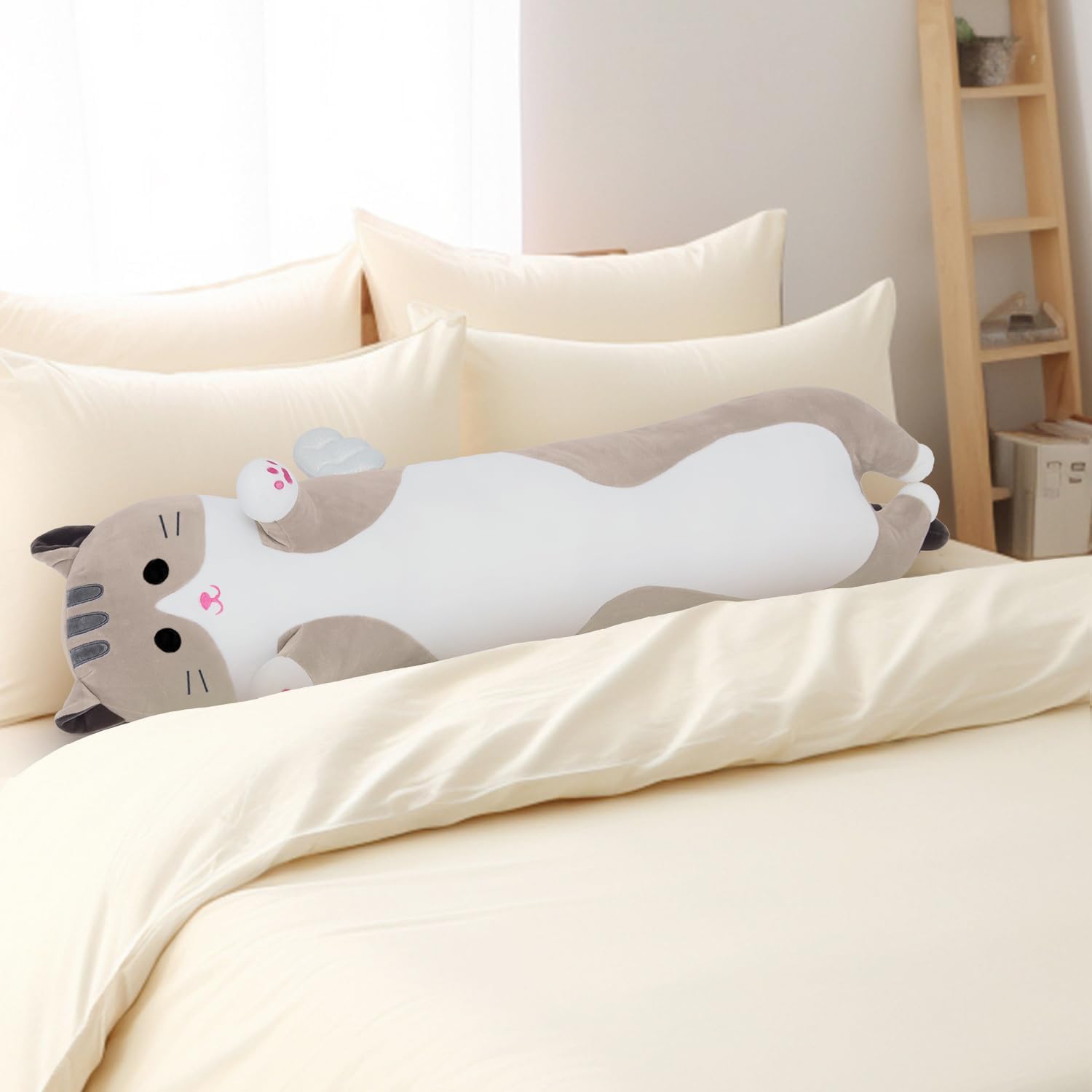 SNOWOLF Cute Long Cat Plush Body Pillow