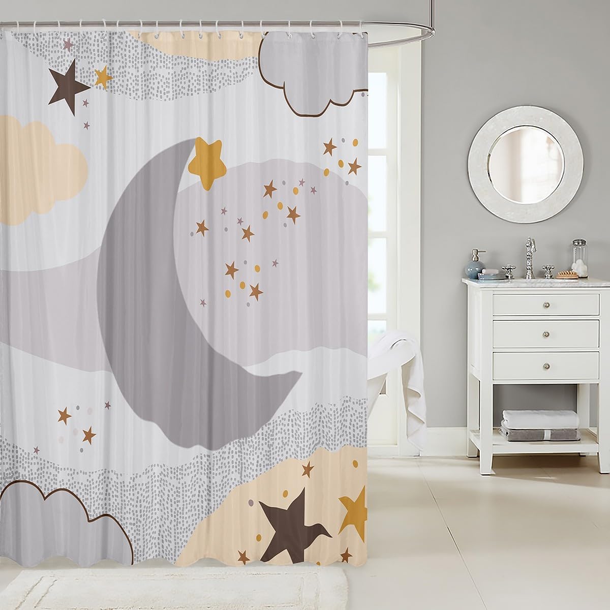 Feelyou Star and Moon Shower Curtain Set 72 x 72