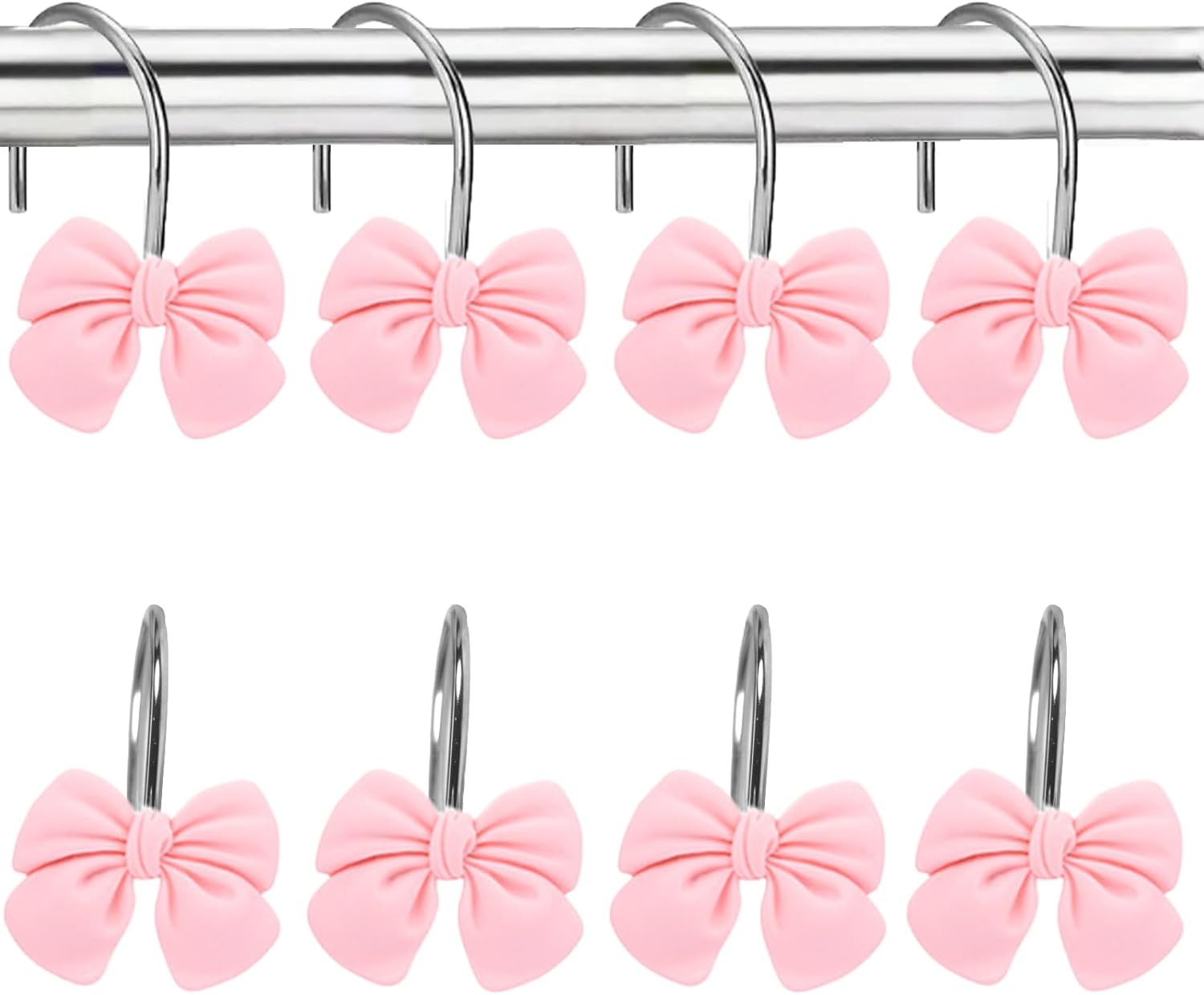 12-Piece Pink Resin Bow Hangers Set for Girls and Princesses