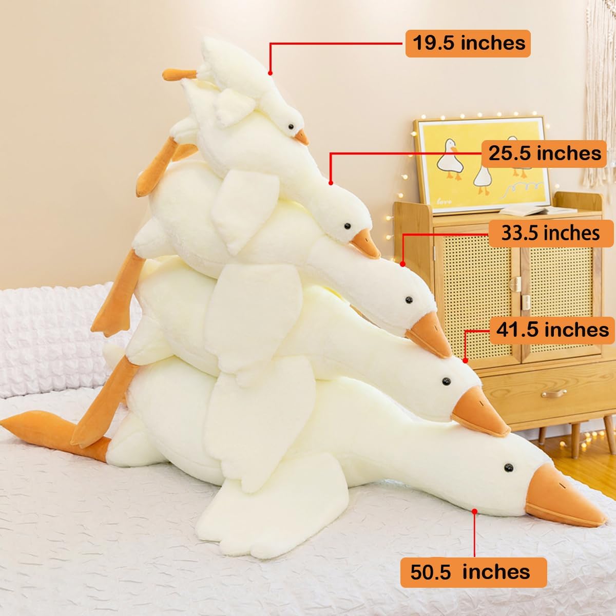 195 Inches White Goose Plush Pillow Toy