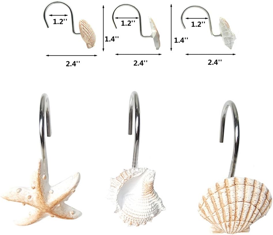YUKUNTANG Seashell Shower Curtain Hooks