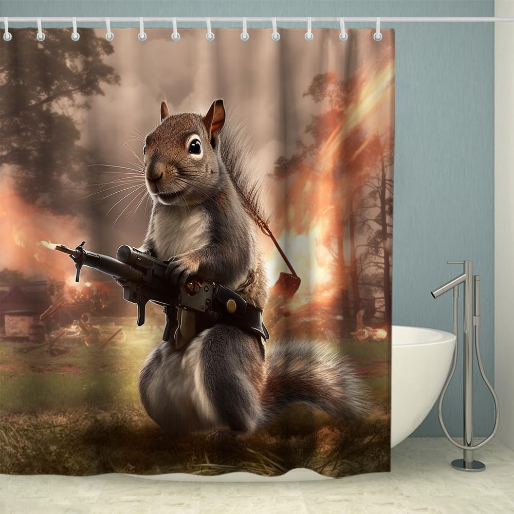 Elevate your bathroom with the Handsome War Rat shower curtain set