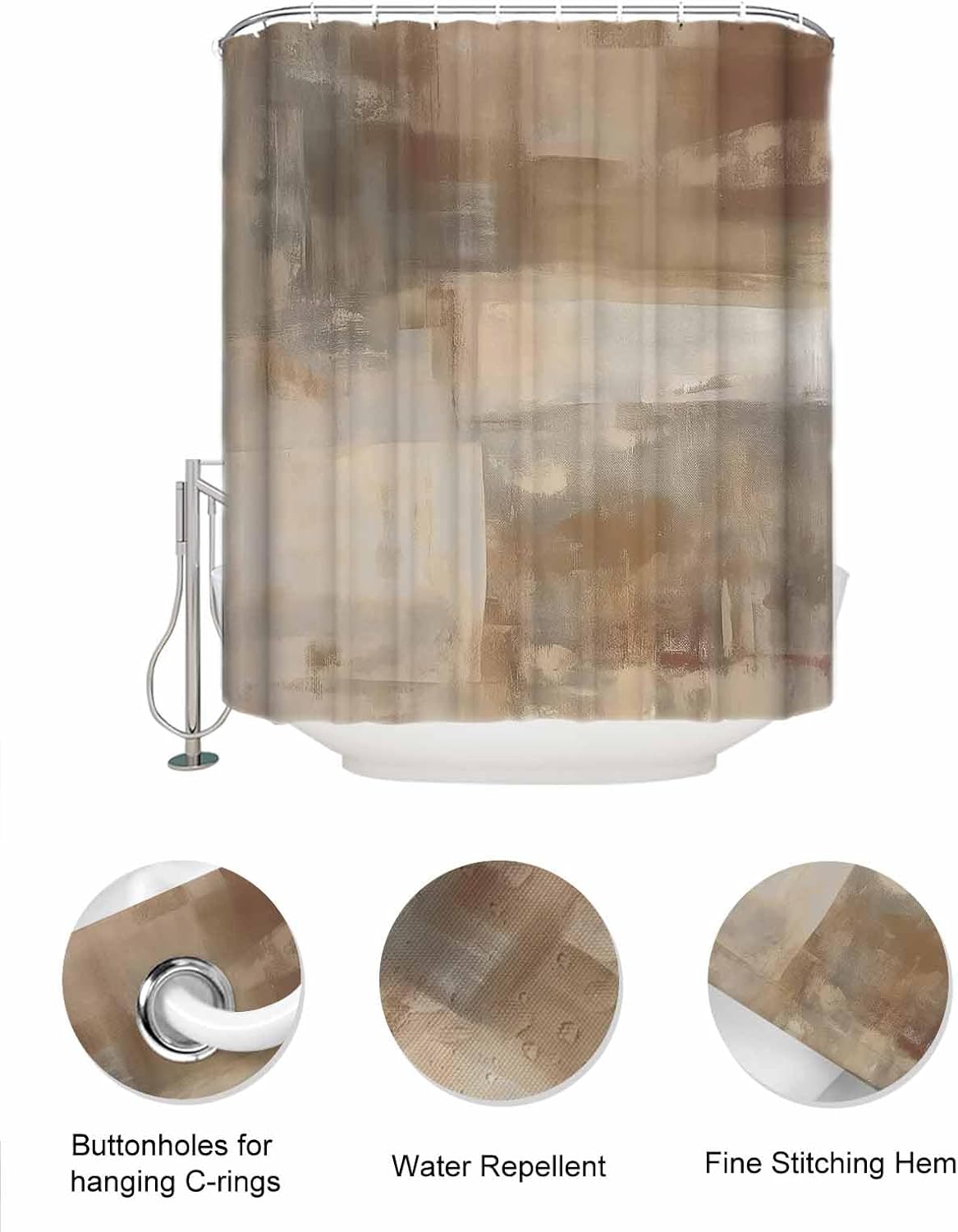 Waterproof Shower Curtain Organizer - 48x72 Brown