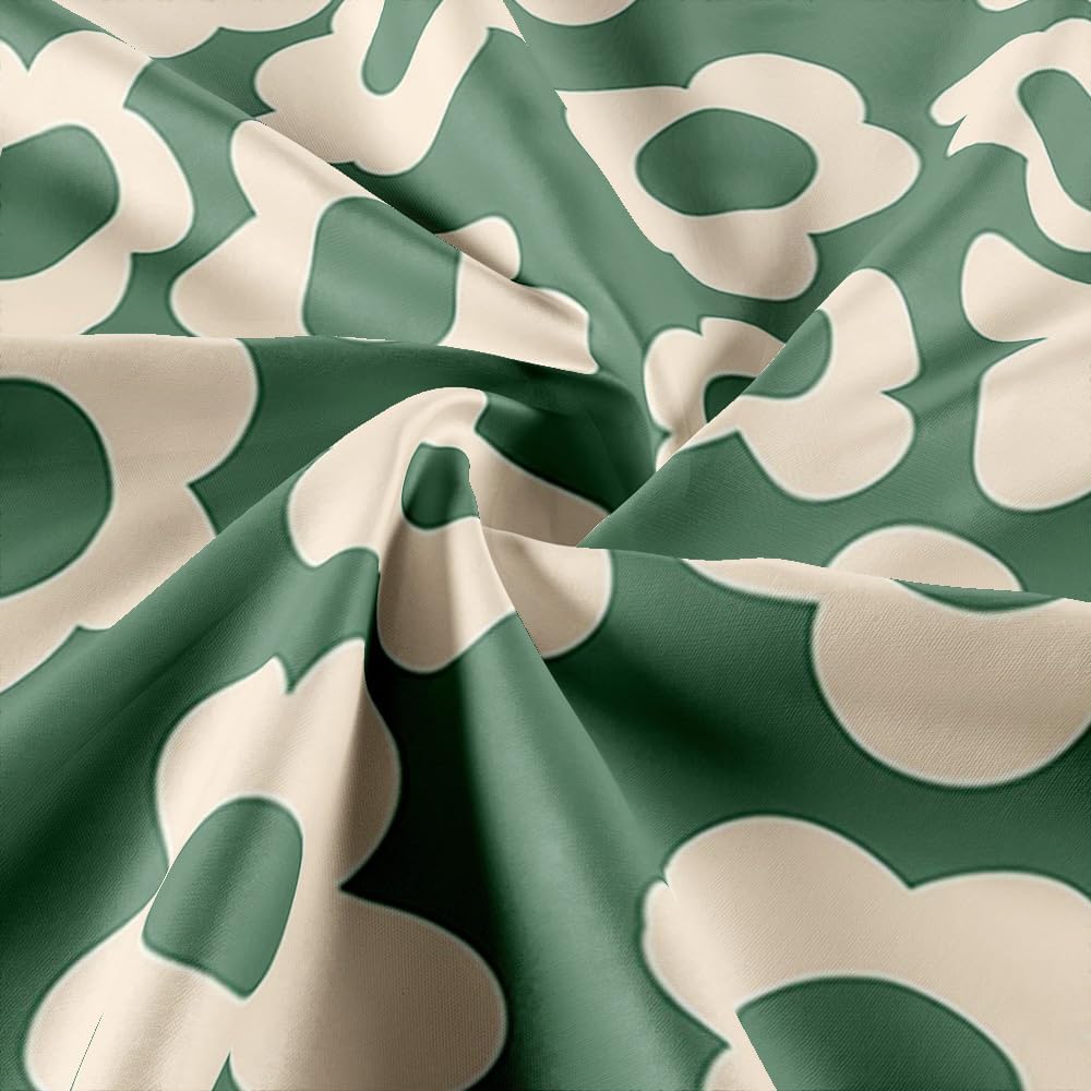 Stunning Sage Green Daisy Shower Curtain Boho Retro Sage Green Design