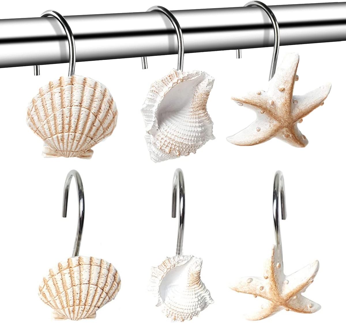 YUKUNTANG Seashell Shower Curtain Hooks