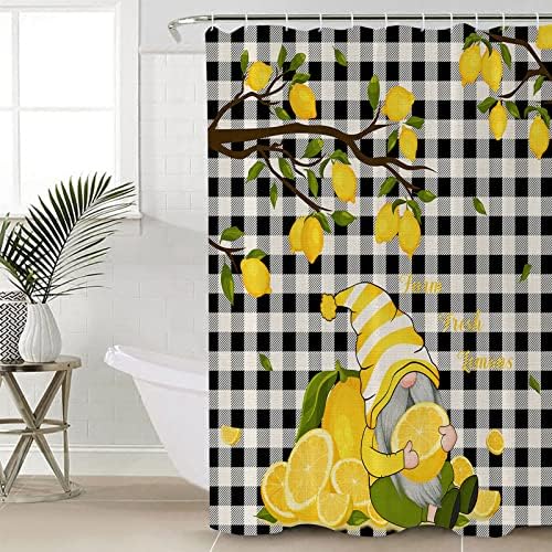 Waterproof Bathroom Curtains Set with Gnome Design 72x96