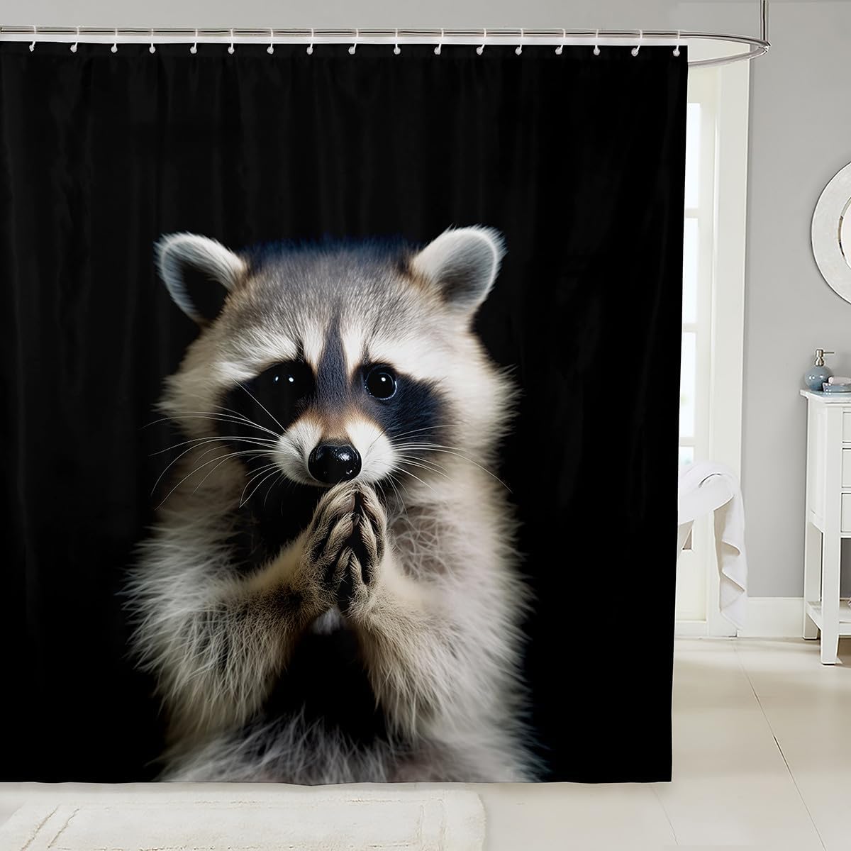 Feelyou Raccoon 72x72 Bath Curtain Set Adorable Functional