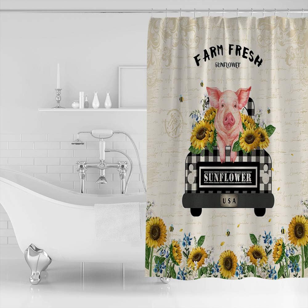 TocaHome Waterproof shower curtain set with 12 hooks