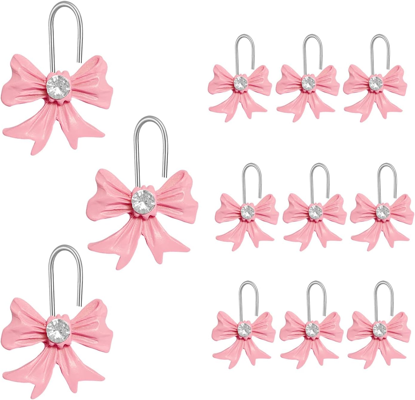 AmaAccess 12PCS Pink Bow Knot Decorative Shower curtain Hangers