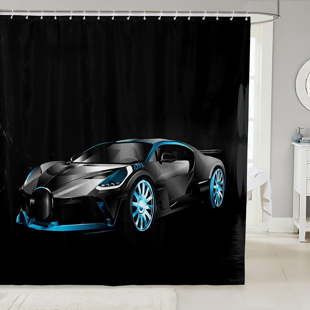 Feelyou 3D Sports Car Shower Curtain with 12 Hooks