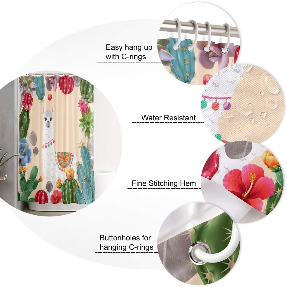Waterproof Bathroom Shower Curtain Set