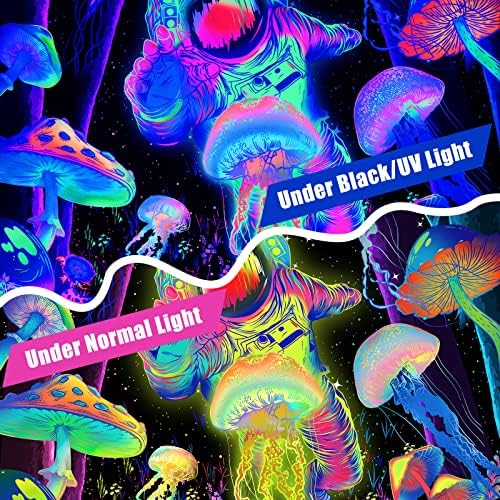 Alishomtll 4 Pcs Blacklight Astronaut Shower Curtain Set with Rugs
