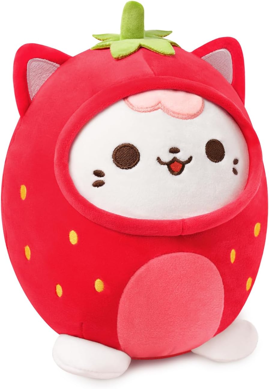 PEACH CAT Strawberry Cat Plush Pillow Red 8