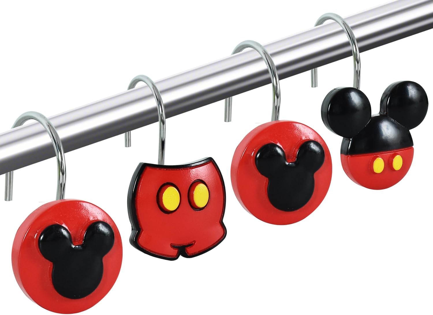 12-Piece Mouse-Themed Stainless Steel Shower Curtain Hooks Set