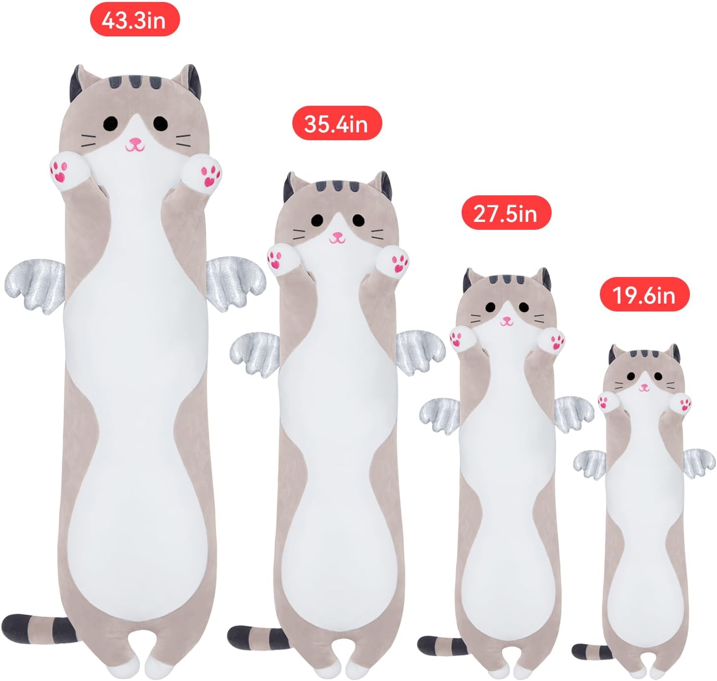 SNOWOLF Cute Long Cat Plush Body Pillow