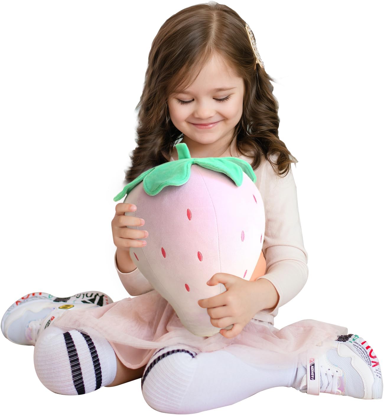 Sturdy and Comfy Strawberry Plush Pillow for Kids