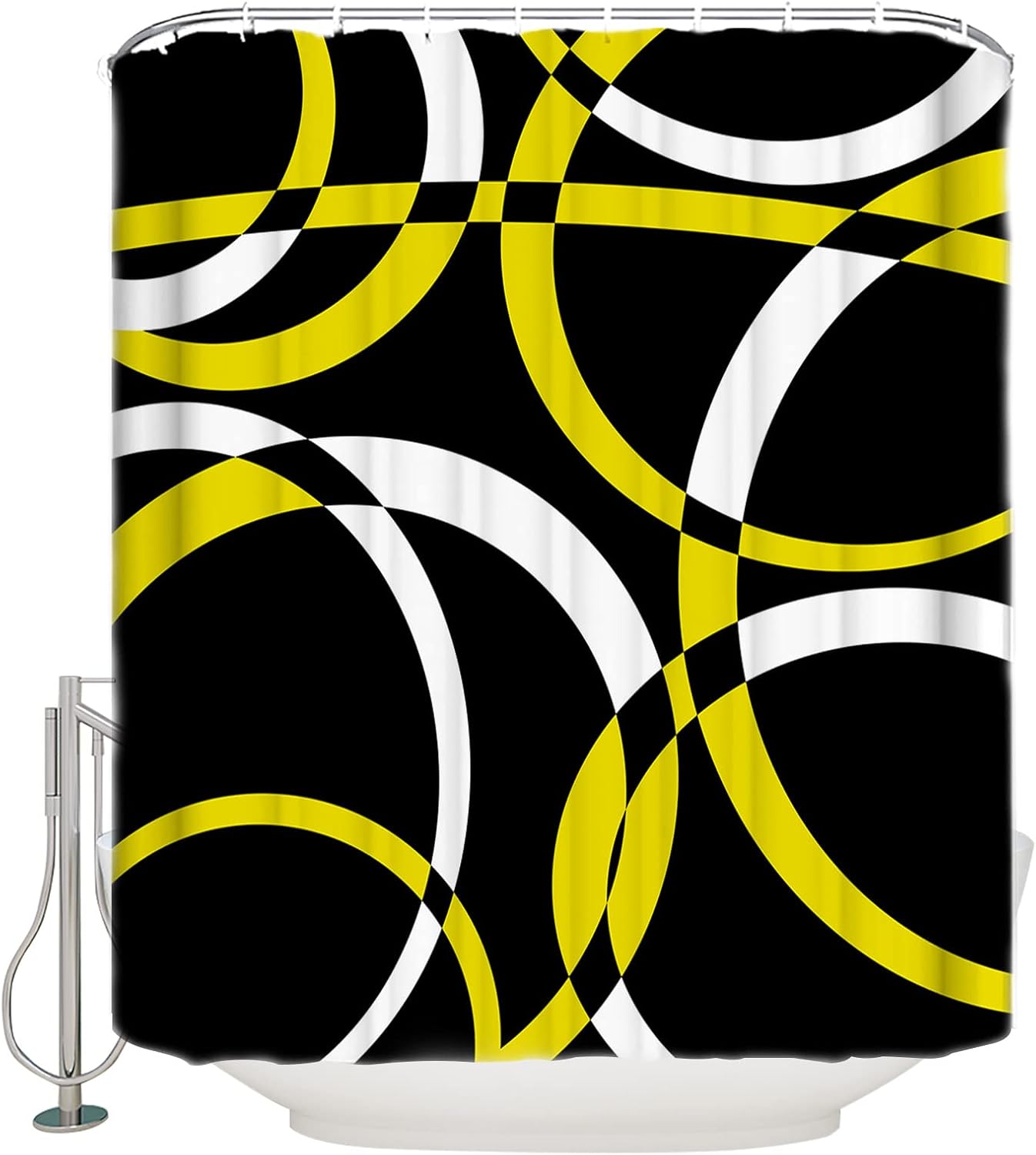 Sturdy waterproof shower curtain for bathroom with abstract geometric design