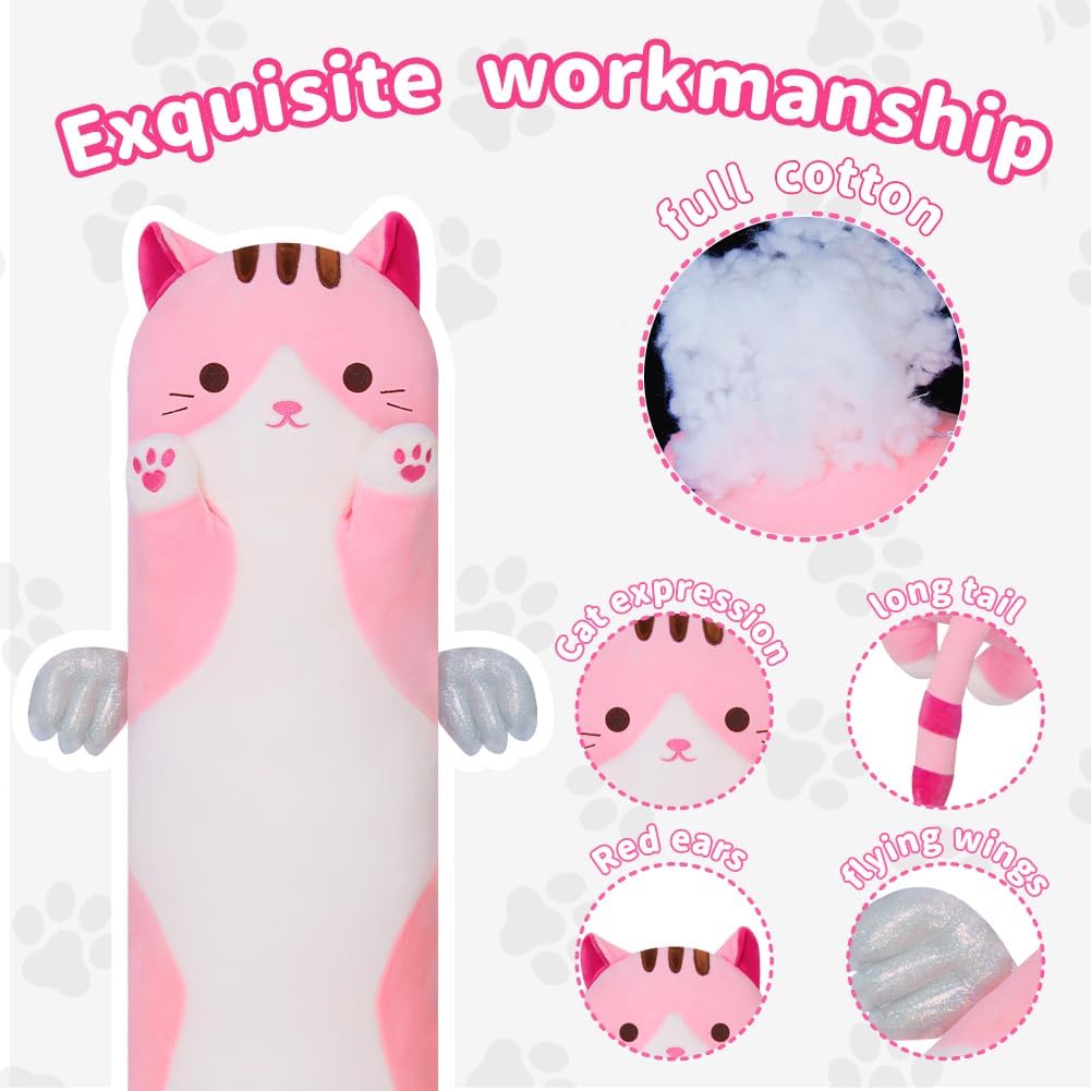 Cute Pink Kitten Plush Pillow - Soft and Adorable