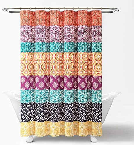 Fuchsia Orange Bohemian Stripe Shower Curtain