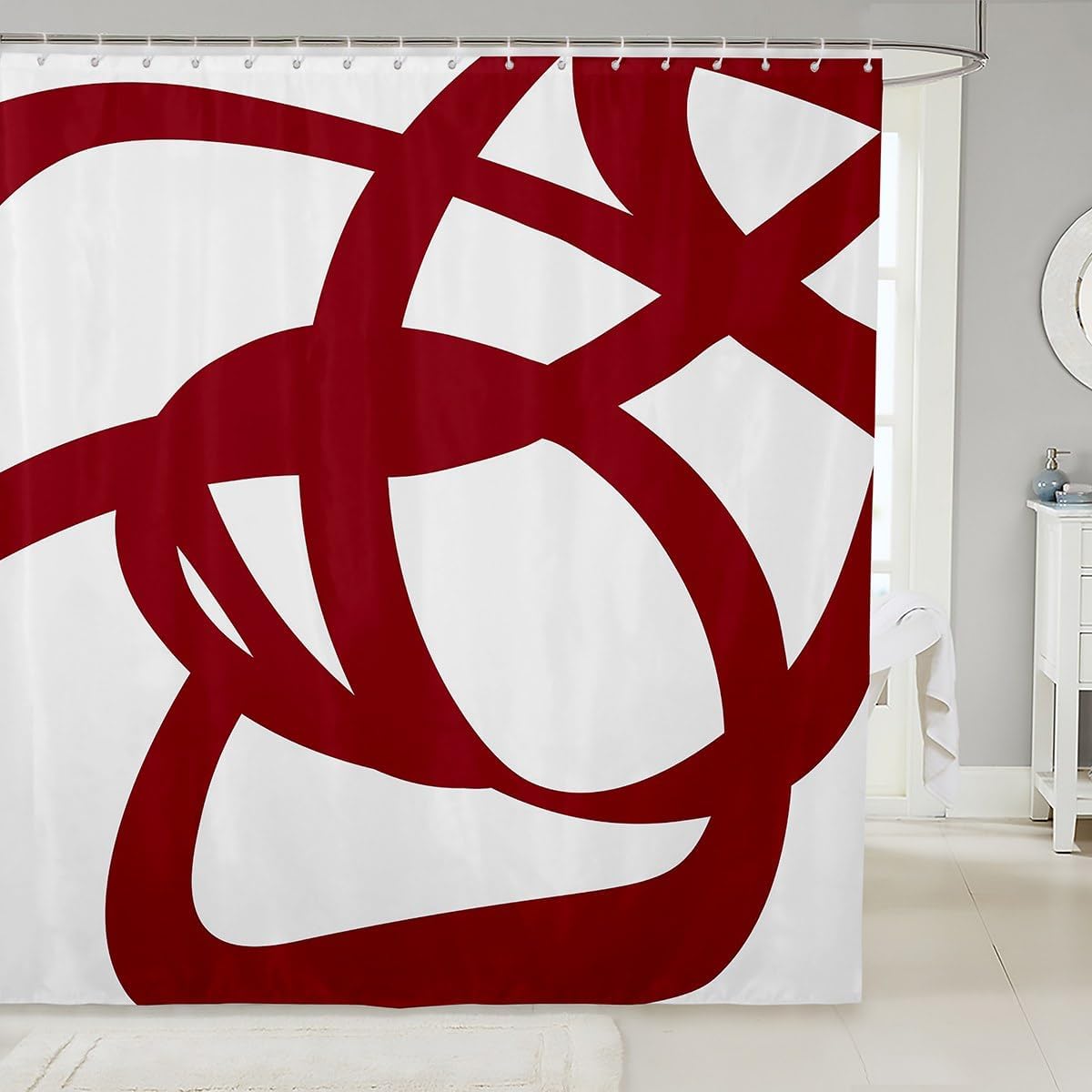 56808 Red and White Geometric Stripe 72x72