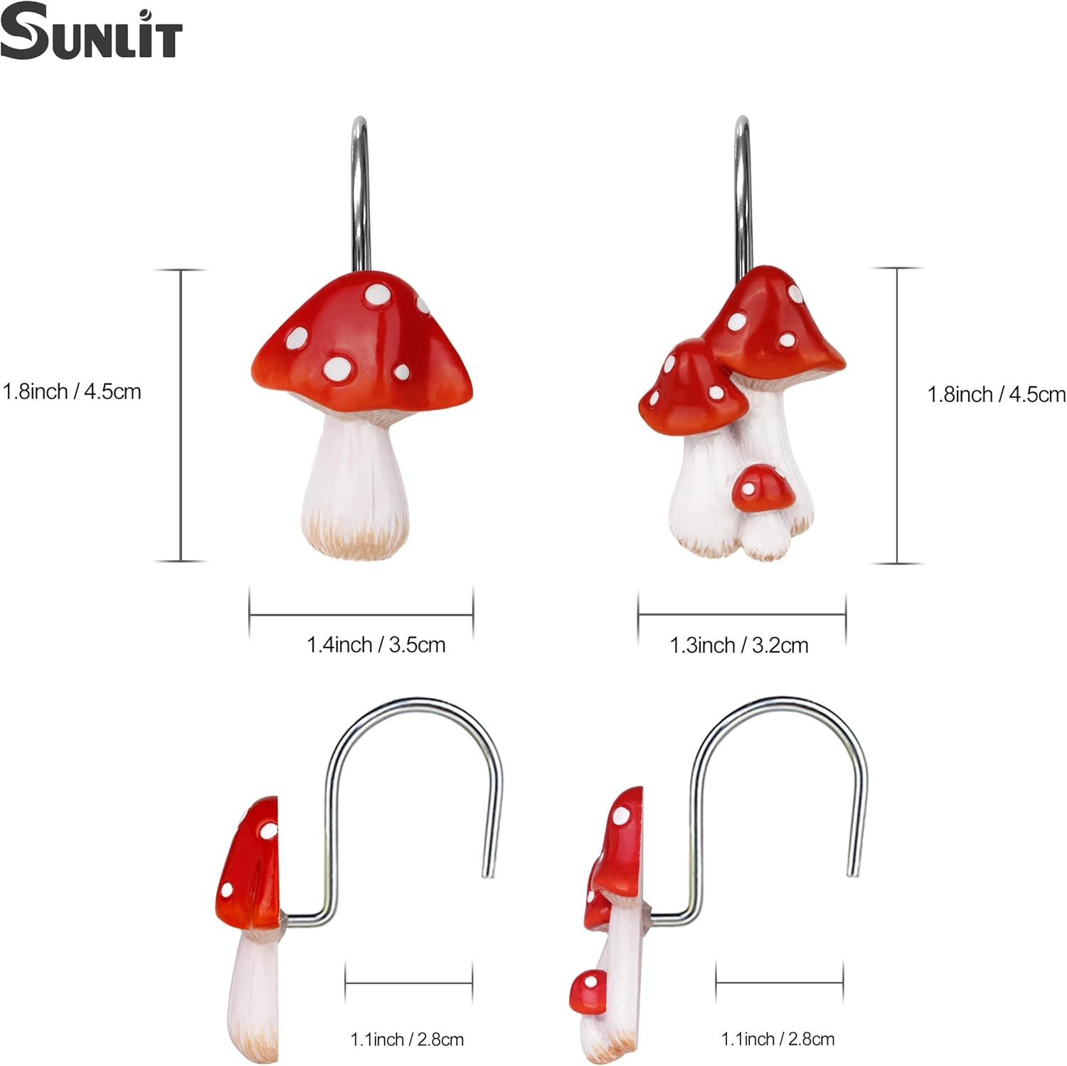 Sunlit Mushroom Decorative Shower Curtain Hangers