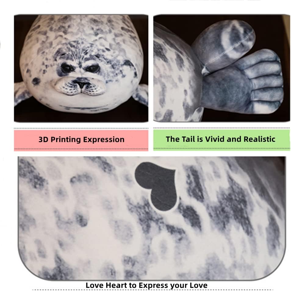 JPORSHU 16-inch seal plush pillow soft cute for kids and adults