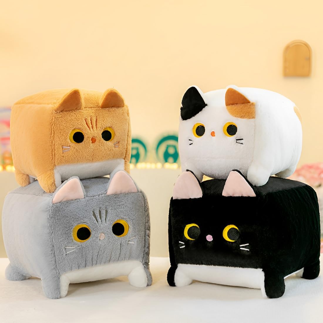 JPORSHU 12 Cute Block Cat Plush Toy for Kids