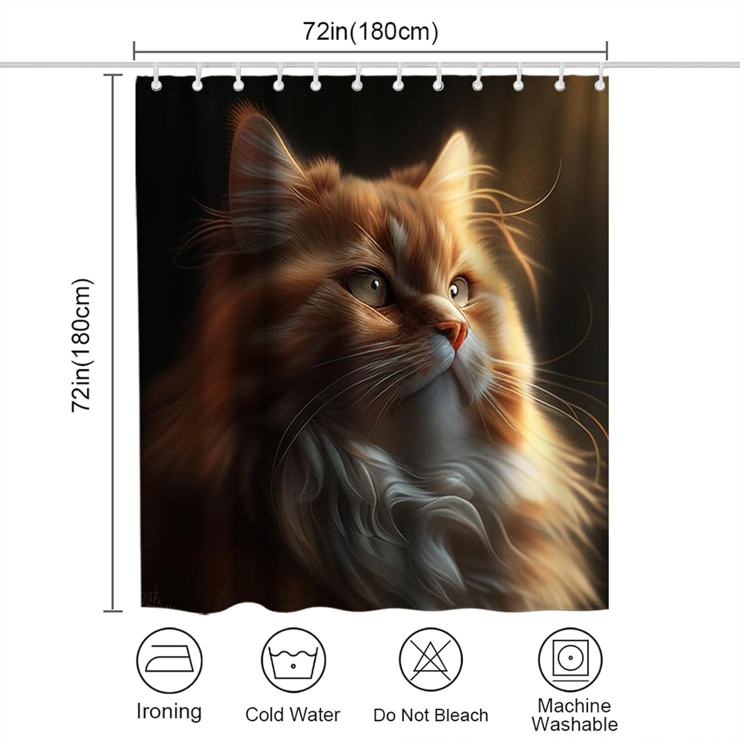 Elevate Your Bathroom with OTRANTOs Cute Cat Shower Curtain