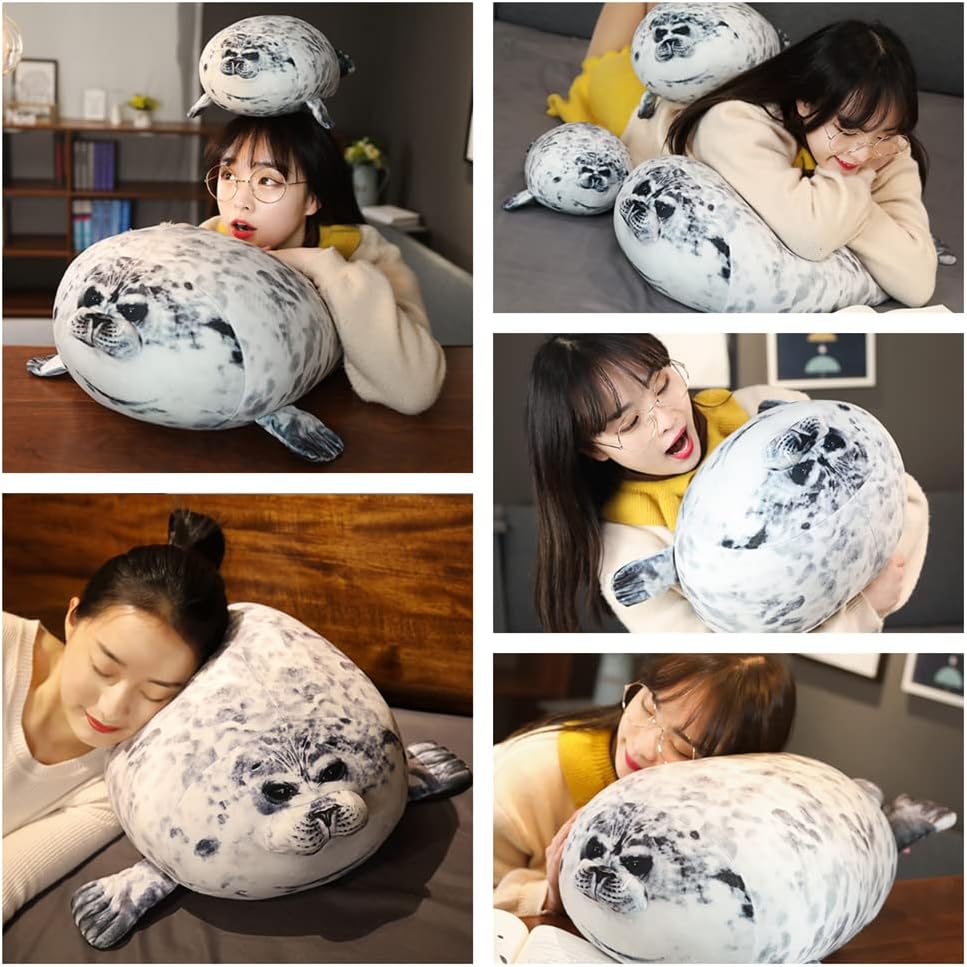 JPORSHU 16-inch seal plush pillow soft cute for kids and adults