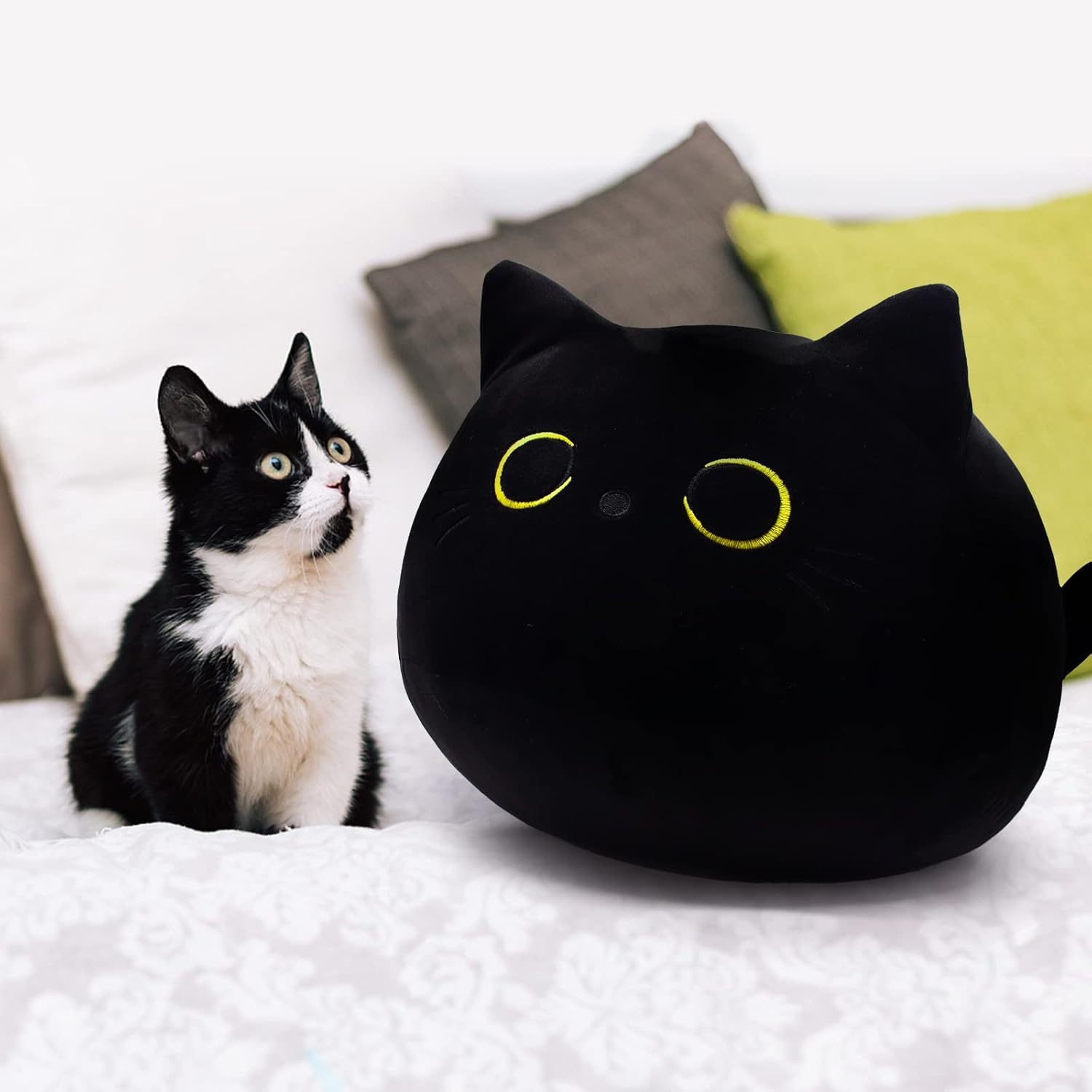 Adorable Black Cat Plush Pillow for Kids Adults