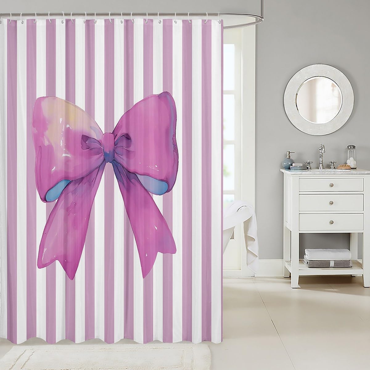 Manfei Purple Bowknot Shower Curtains