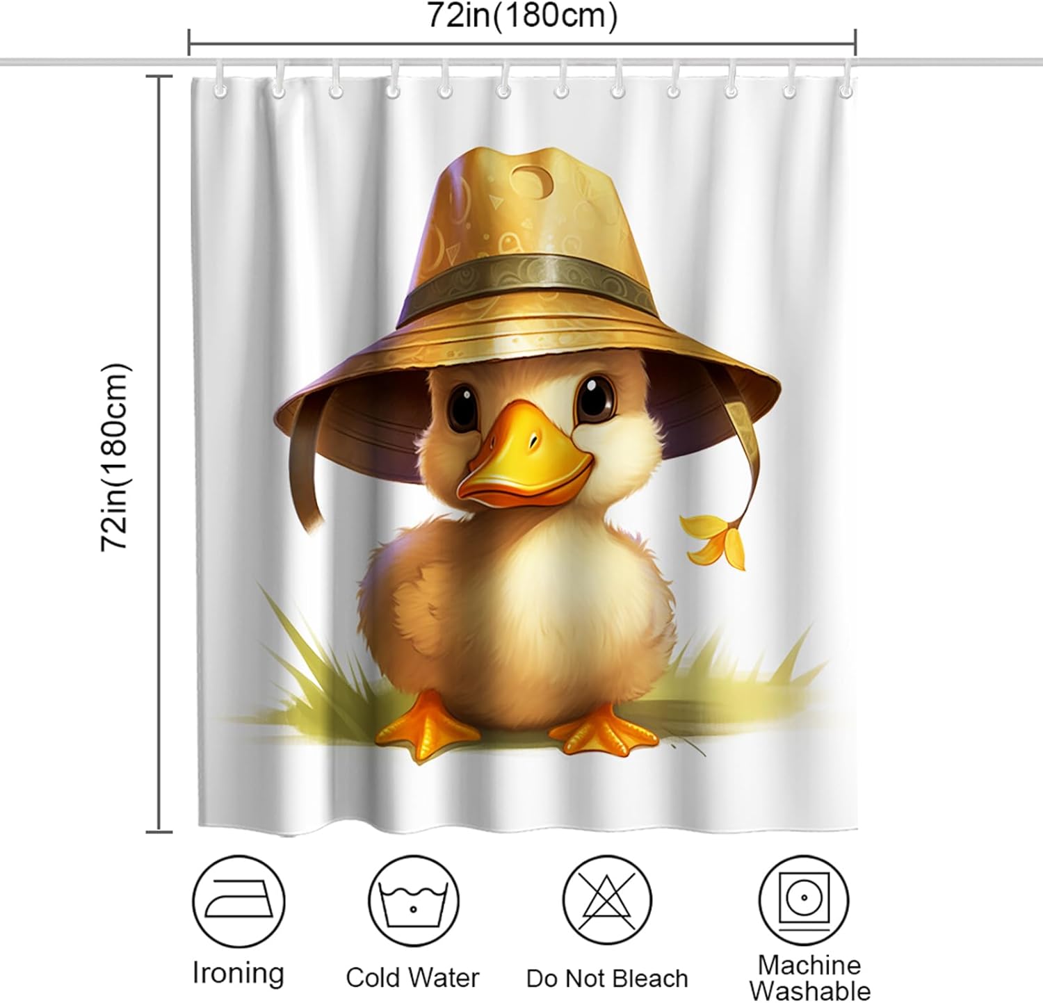 Cute Duck Shower Curtain Set for Kids Machine Washable Waterproof